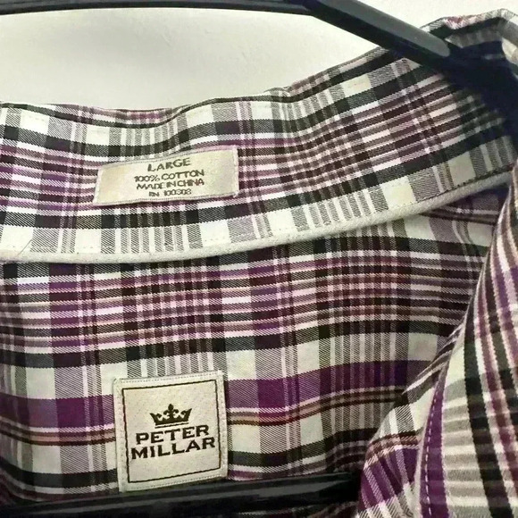 Peter Millar Purple Button Down -Size Large 100% Cotton - Picture 4 of 4